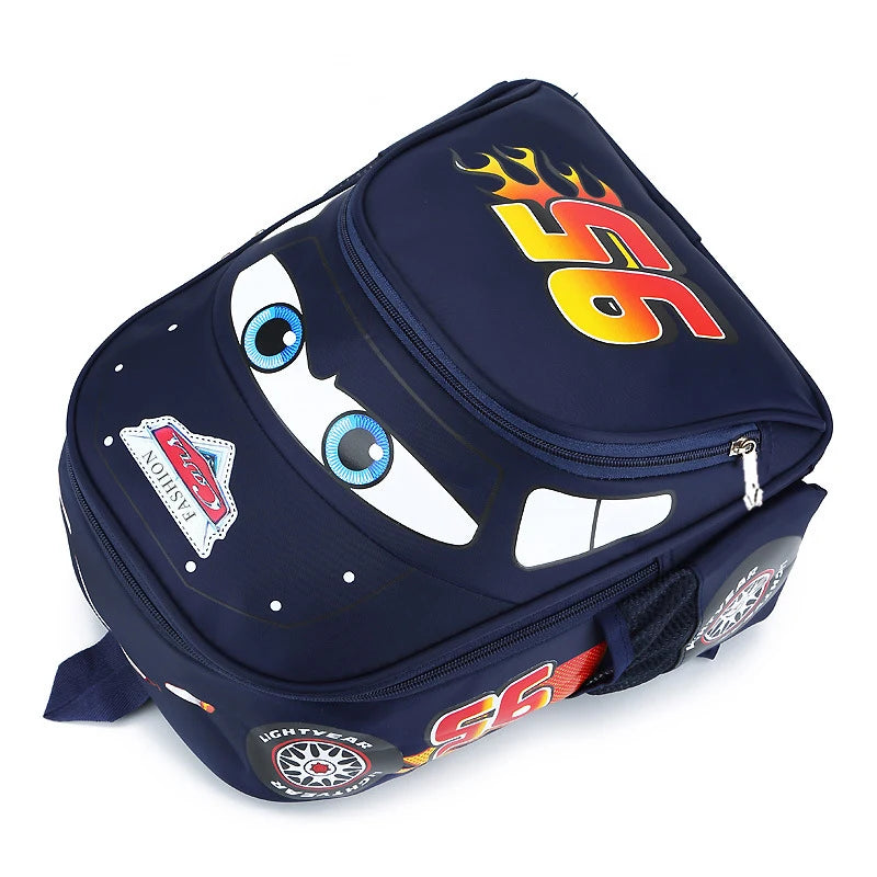 Lightning Mcqueen Car-Shaped Pattern Splash-Proof Lightweight Backpack for Kids and Boys