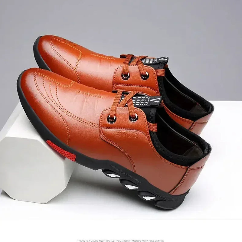 Men'S Casual Leather Shoes Spring 2025 Men'S Shoes Comfortable Silp on Work Shoes Male Soft Non-Slip Loafers Summer Flat Shoes