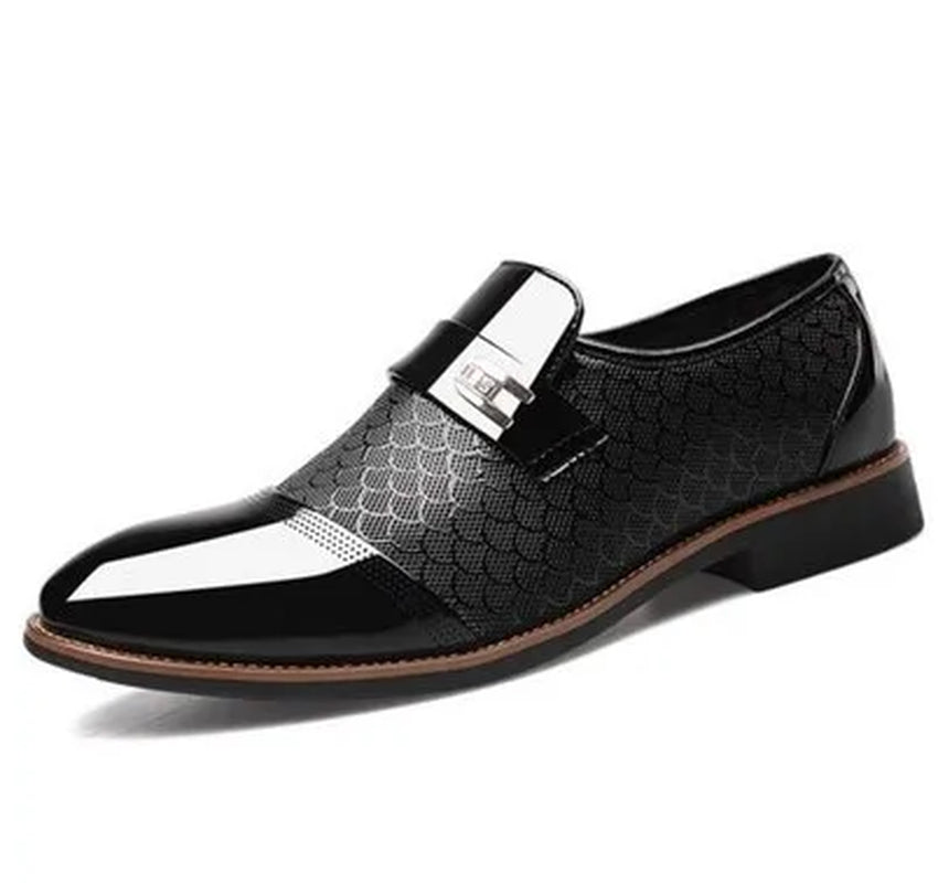 Men'S Shoes Leather Embossing Classic Fashion Luxury Men Shoes Wear-Resistant Non Slip Mans Footwear Anti-Slip Black Shoes
