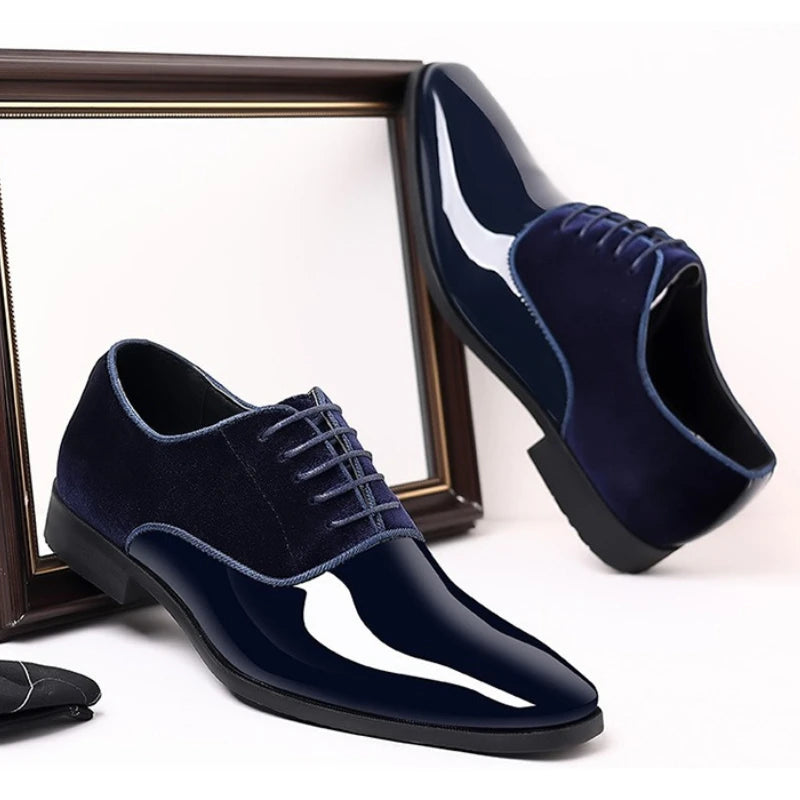 Men'S Oxford Shoes Lace up Formal High Gloss Low Top Square Toe Suit Tuxedo Dress Shoes for Business Casual Shoe for Mens 2026