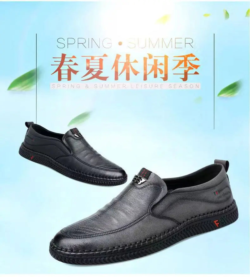 Casual Leather Shoes for Spring and Summer 2025 New Middle-Aged Men'S anti Slip and Wear-Resistant Work Shoes