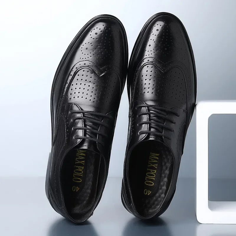 Genuine Leather Dress Shoes Men Summer Hollow Out plus Size Luxury Cowhide Man Business Shoes Wedding Footwear Casual Shoe Male