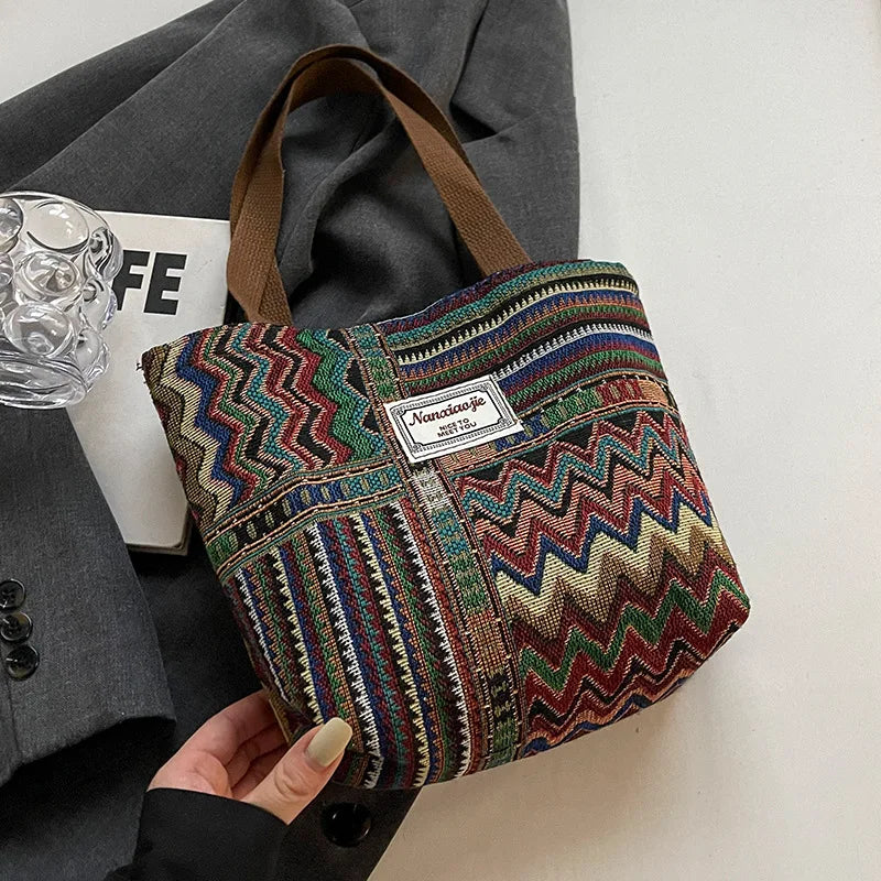 Large-Capacity Canvas Women'S Tote Bag Retro Versatile Single-Shoulder Commuting Mommy Handbag Designer Bucket Bag 2025