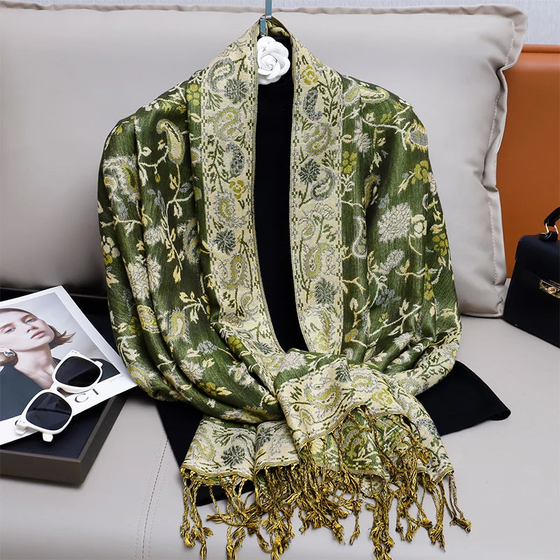 Foulard Paisley Imprime Design Hijabs Pour Femme Cachemire Pashmina Chale Dame Enveloppement Chaud Hiver Foulards Femme