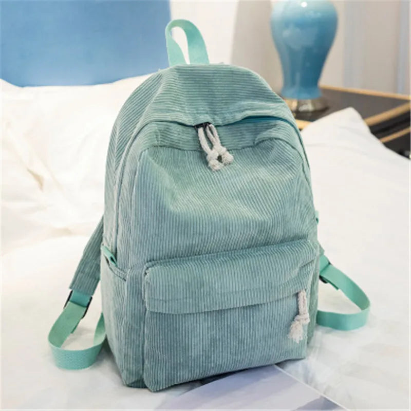 Corduroy Women Schoolbag Backpack Training Anti-Theft Shoulder Bag for Teenager Knapsack Unisex Classic Campus Port