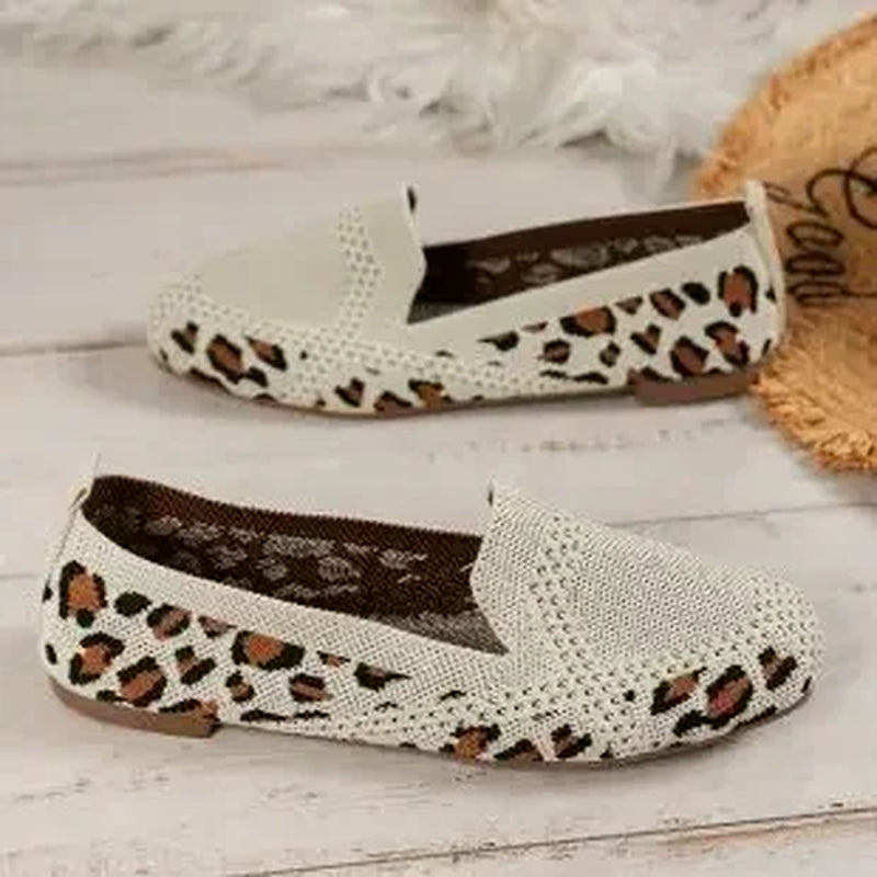 Solid Color Square Toe Mesh Loafers Shallow Women Flats Shoes Soft Bottom Knit Ballet Flats Shoes Casual Slip on Boat Shoes 2024