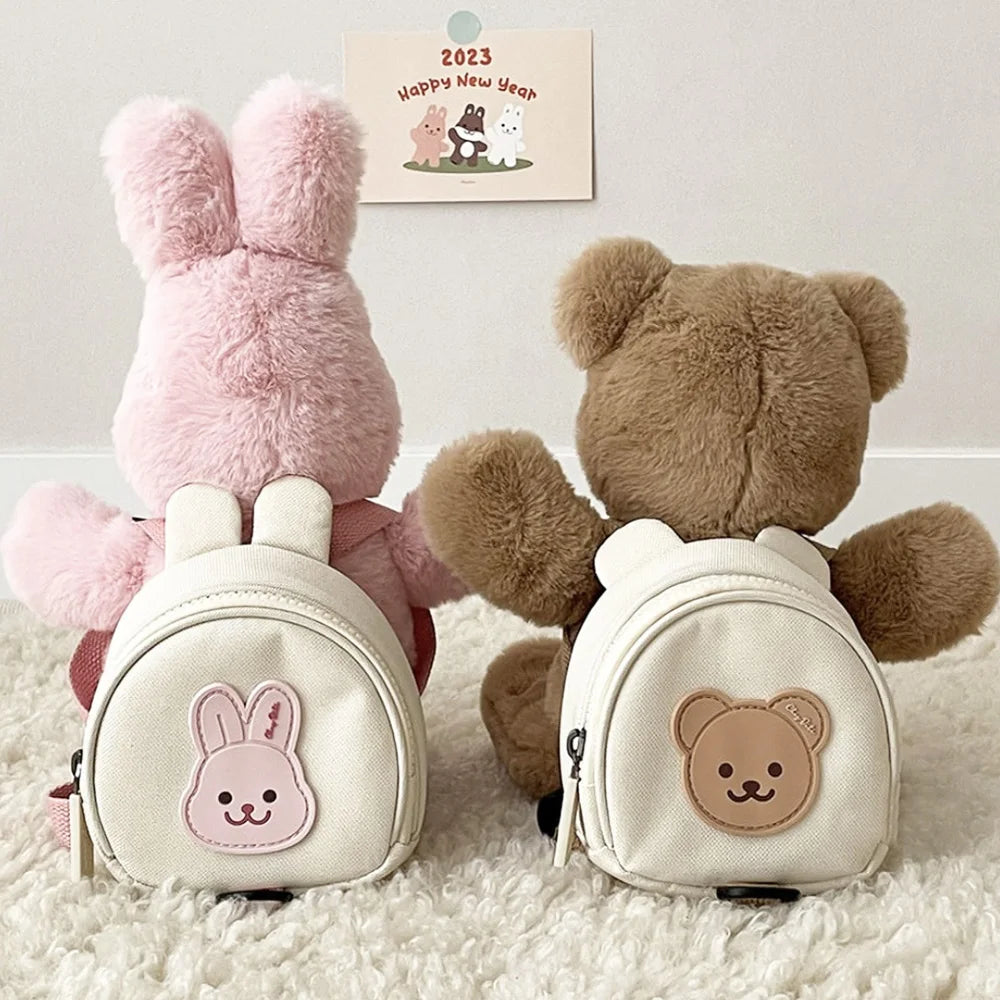 Canvas Baby Backpacks Kindergarten School Bag Bear Bunny Korean Anti-Lost Kids Bags for Girls Boys Children Backpacks for Travel