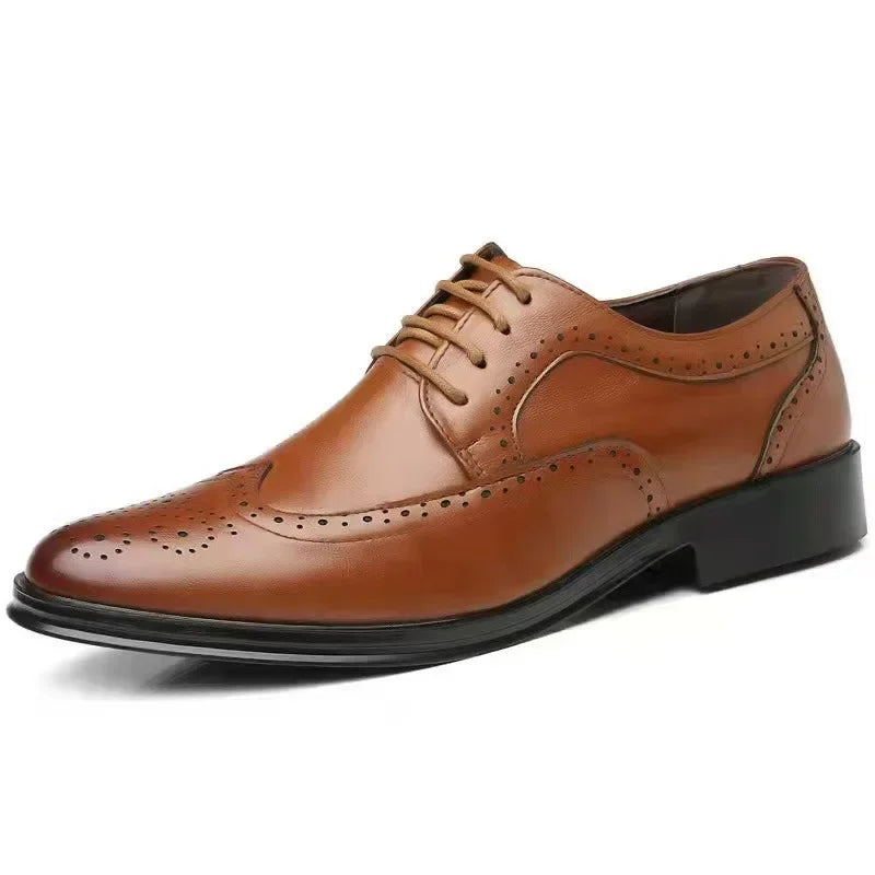 Shoes Men Leather Original New Men Wingtip Oxford Shoes Genuine Calfskin Leather Brogue Dress Shoes Classic Business Formal Shoe