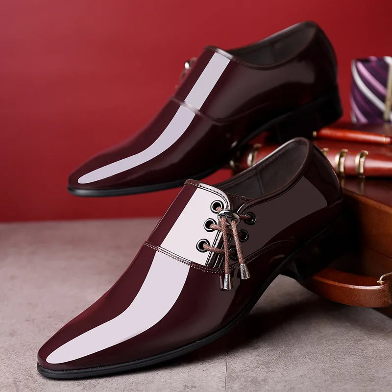 Classic Patent Leather Shoes for Men Business Men'S Dress Shoes Fashion Elegant Oxfords Shoes Men'S Wedding Party Shoe 2025 New