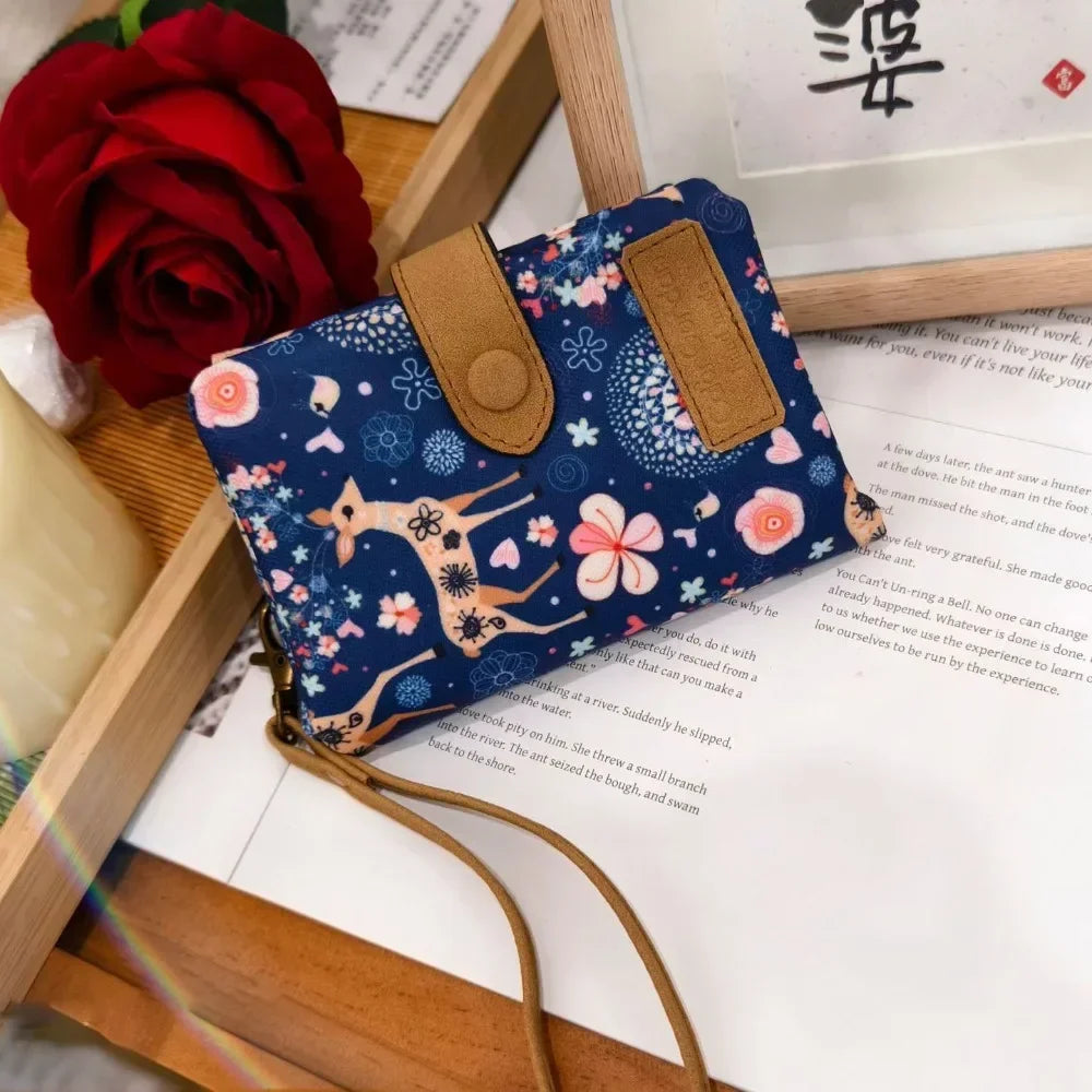 Women Cute Zipper Hasp Short Wallet PU Leather-Capacity Coin Purse Money Bag Frosted Printing ID Card Holder Girl Cute Clutch