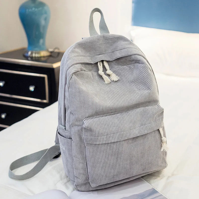 Corduroy Women Schoolbag Backpack Training Anti-Theft Shoulder Bag for Teenager Knapsack Unisex Classic Campus Port