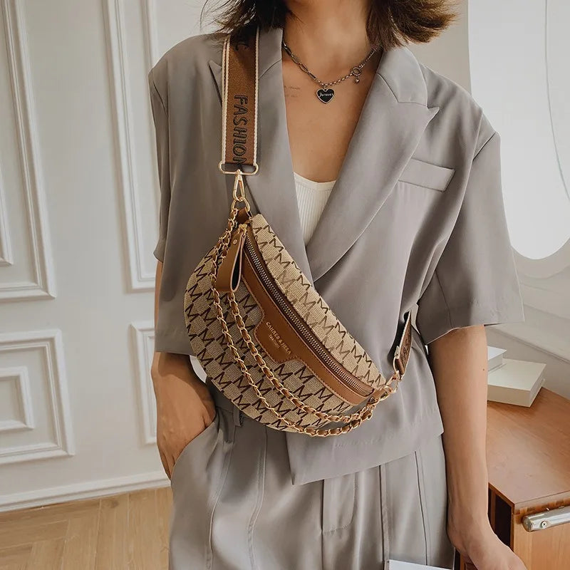 Ins Women'S Summer Fashion Waist Bag Street Trend Canvas Belt Bag Fashion Women'S Shoulder Bag Crossbody Bags for Women Belt Bag