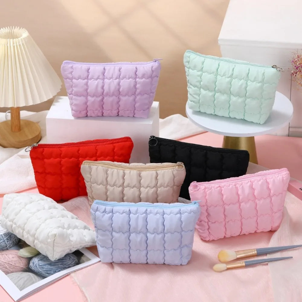 Fashion Women Bubble Cosmetic Handbag Travel Organizer Cloud Makeup Lipsticks Cotton Pouch Fashion Large Capacity Zipper Bag