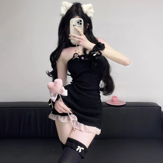 Anilv Cute Cat Plush Anime Kawaii Girl Kitty Maid Unifrom Outfit Nightdress Clothes Costumes Cosplay