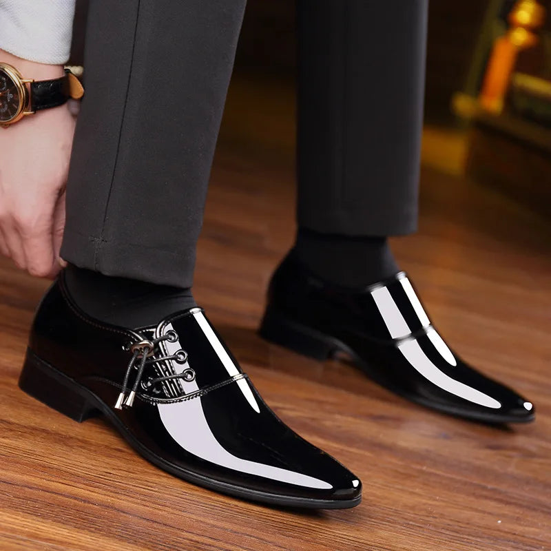Classic Patent Leather Shoes for Men Business Men'S Dress Shoes Fashion Elegant Oxfords Shoes Men'S Wedding Party Shoe 2025 New
