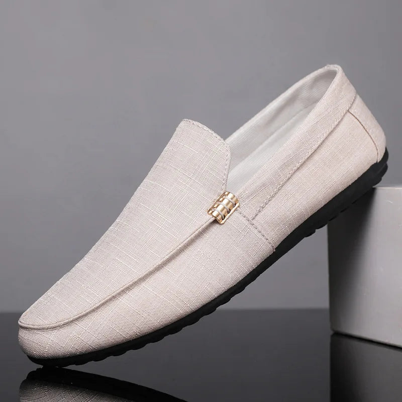 Men'S Loafers Classics Business Office Shoes Breathable Canvas Shoes Casual Driving Shoes Moccasins Walking Flats Large Size 48