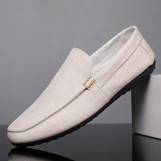 Men'S Loafers Classics Business Office Shoes Breathable Canvas Shoes Casual Driving Shoes Moccasins Walking Flats Large Size 48