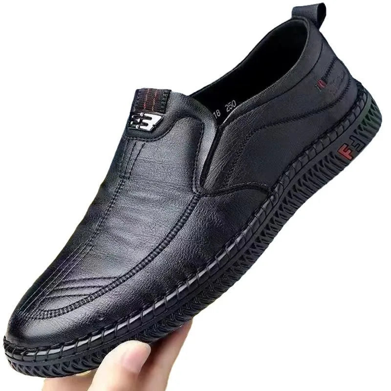 Casual Leather Shoes for Spring and Summer 2025 New Middle-Aged Men'S anti Slip and Wear-Resistant Work Shoes