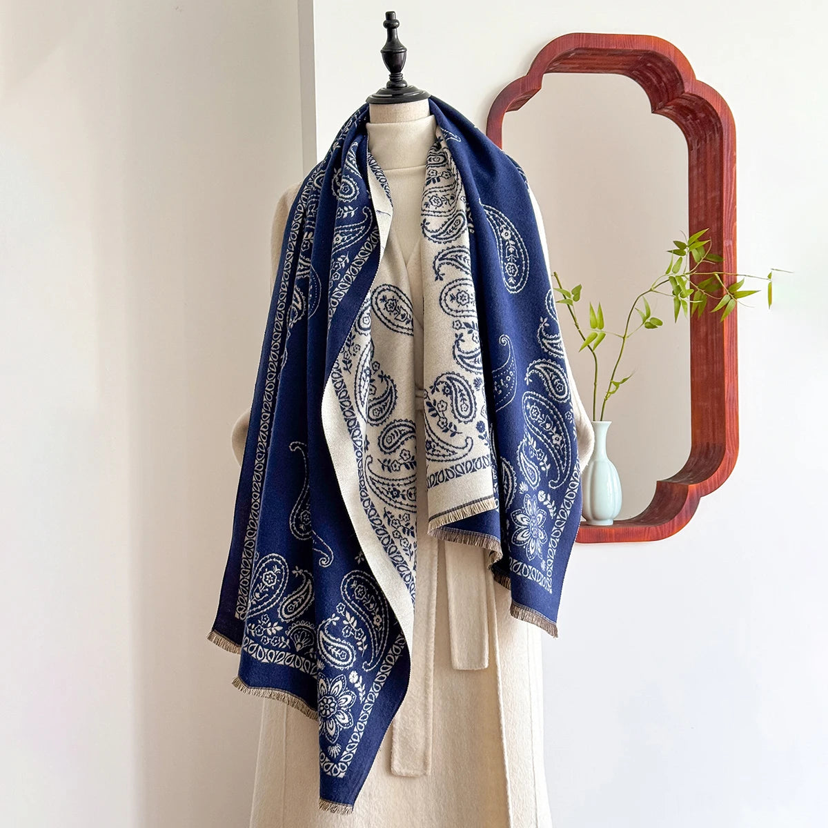 Luxury Winter Cashmere Scarf Women Design Warm Pashmina Blanket Poncho Scarves Female Paisley Print Shawl Thick Foulard Bufanda