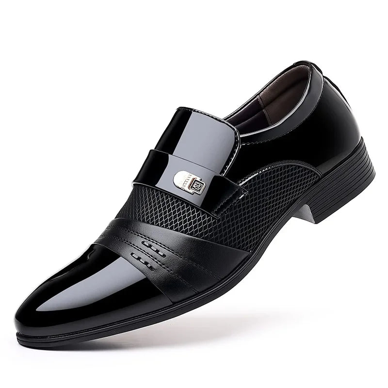 Classic Business Dress Men Shoes Formal Slip on Dress Shoes Mens Oxfords Footwear Elegent Leather Shoes for Men Loafers Wine Red