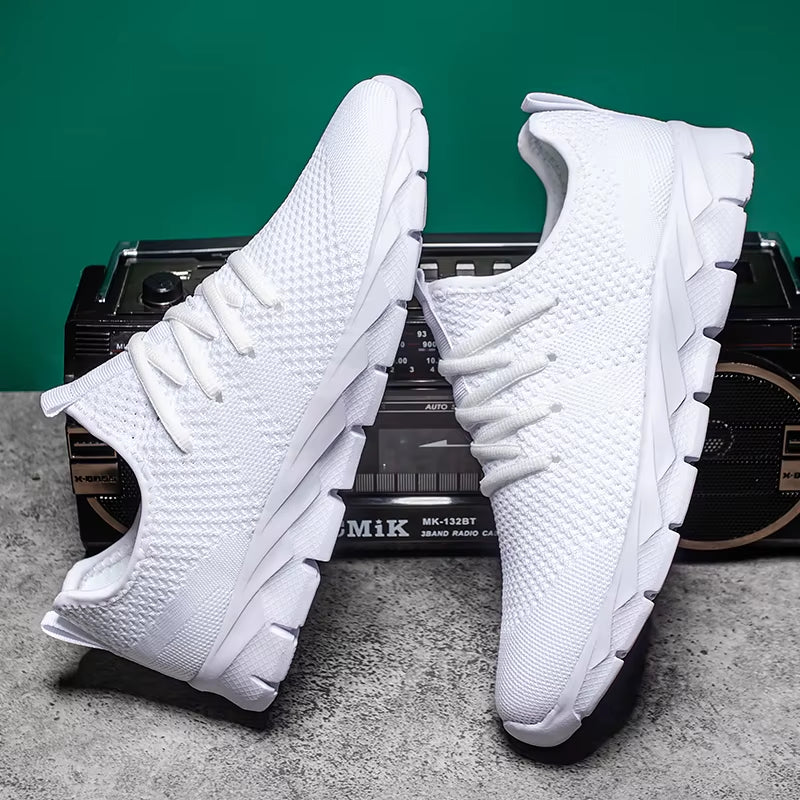 Men'S Shoes Four Seasons New plus Size Flying Weaving Lightweight Breathable Casual Sports Shoes Soft Sole Outdoor Running Shoes