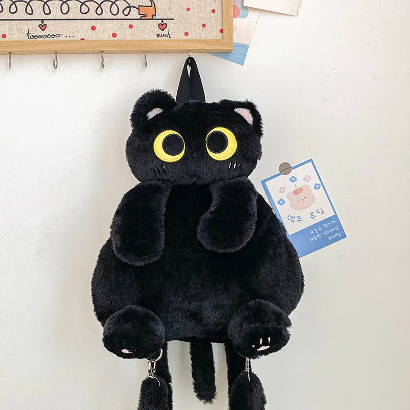 Kids Kawaii Plush Cute Soft Big Eyes Cat Toy Backpack Large-Capacity Stuffed Animals Bags Boys Girls Toy School Shoulder Bags