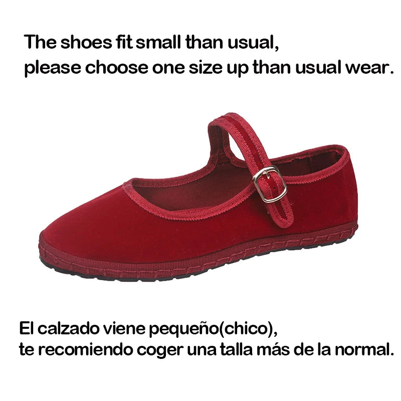 Gray Mary Jeans Flats Shoes Women round Toe Hand Stitch Velvet Cloth Shoes Ladies Casual Soft Comfortable Ballet Shoes Loafers