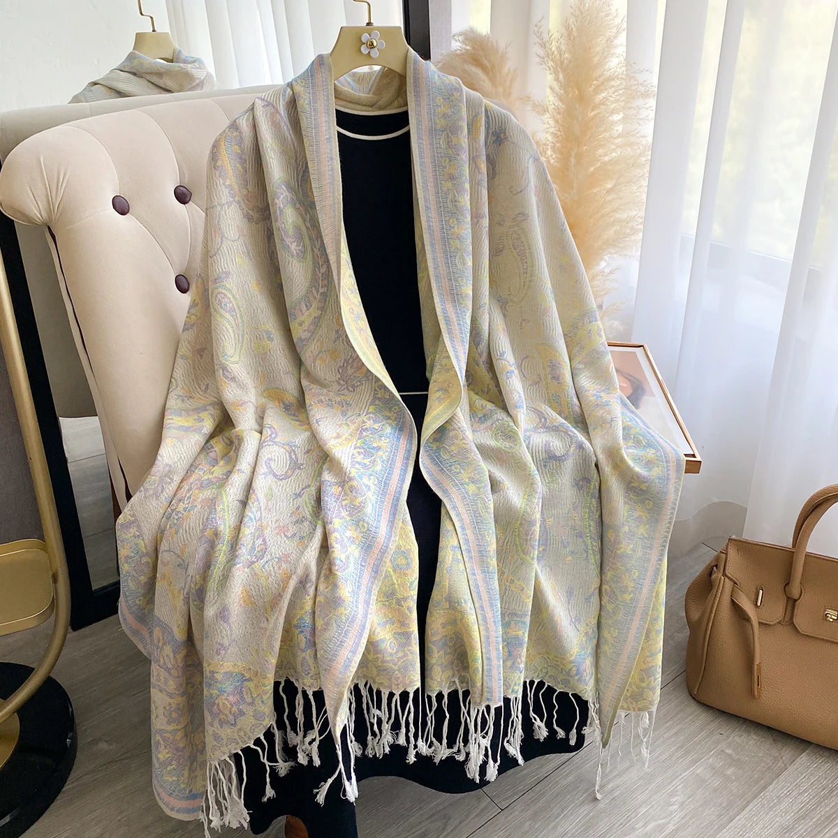 Women'S New Luxury Jacquard Paisley Scarf - Pashmina Travel Wraps, Warm Winter Poncho Blanket Shawl
