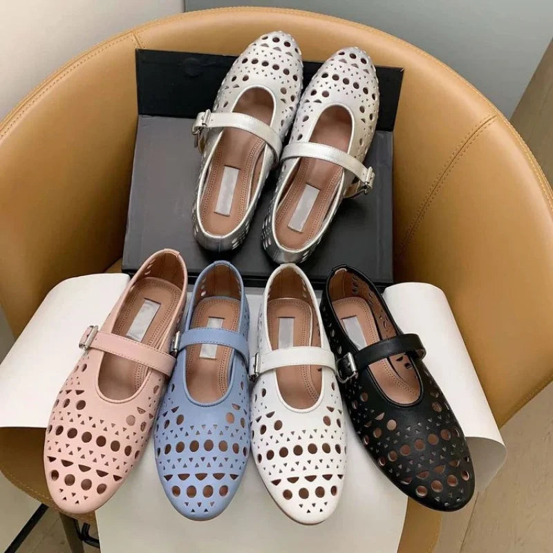 Round Toe One-Strap Single Shoes PU Leather Shallow Low-Cut Square Heel Rubber Sole Low Heel Less3Cm Women'S Comfort Dress Shoes