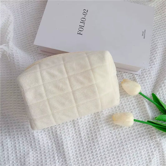 Soft Flower Pattern Cosmetic Bag Portable Makeup Packaging Display Storage Organizer Large Capacity Female Travel Wash Pouch