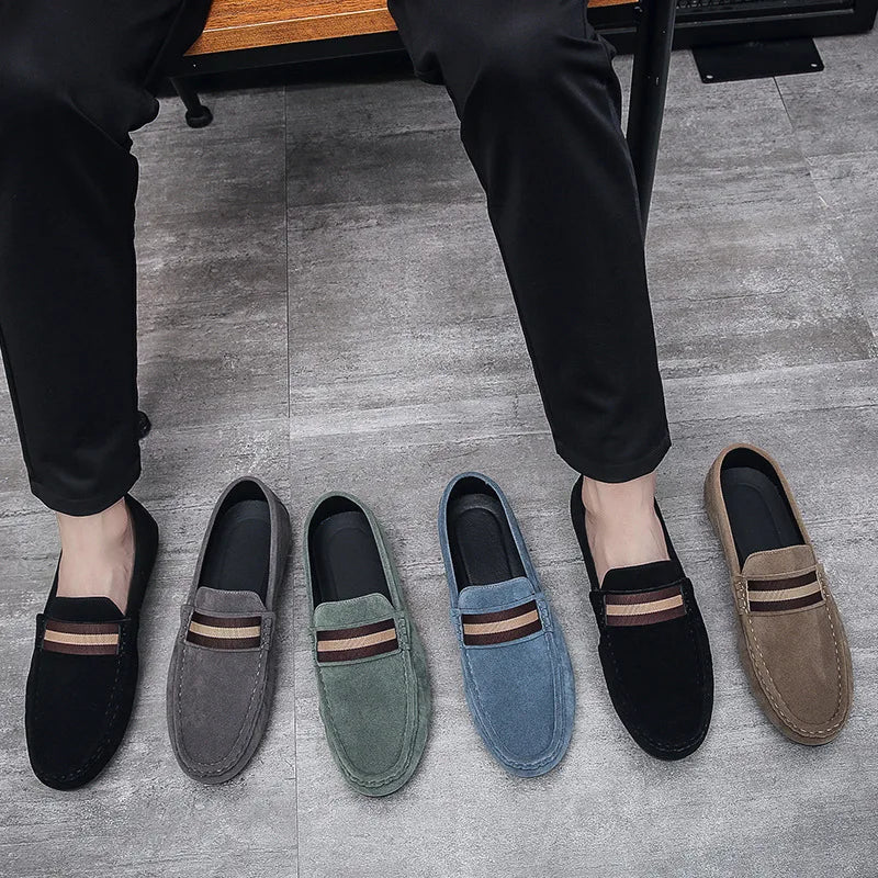 Spring Men'S Casual Shoes Suede Loafers for Men Moccasins High Quality Flats Male Walking Shoes Comfortable Men'S Driving Shoes