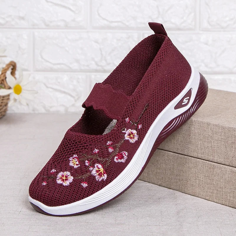 ​Women'S Shoes 2025 Summer Casual Sneakers Breathable Embroidered Chunky Sole Affordable Free Shipping​