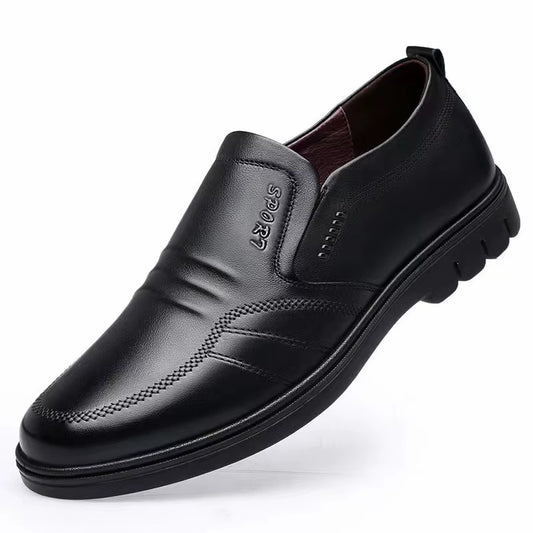Men'S Leather Shoes New Black Soft Bottom anti Slip and Breath Shoes Men'S Business Dress Casual Zapatos Luxury Light Flat