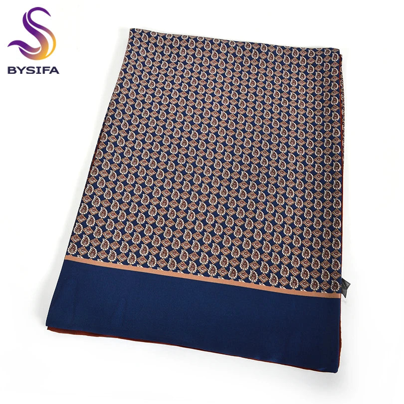 [] Winter Business Men Scarves New Brand Male Long Silk Scarf Cravat Double Faces Coffee Paisley Men Neck Scarf 170*30Cm