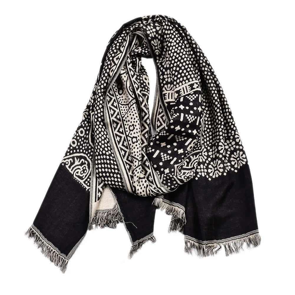 Paisley Pashmina Fashion Men'S Scarf Autumn Winter Warm Neckerchief Black Navy Men Scarves Male Accessories Short Tassel Bufanda