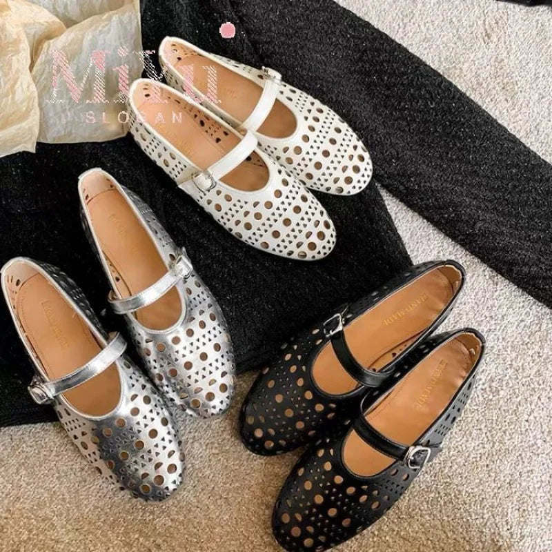 Round Toe One-Strap Single Shoes PU Leather Shallow Low-Cut Square Heel Rubber Sole Low Heel Less3Cm Women'S Comfort Dress Shoes