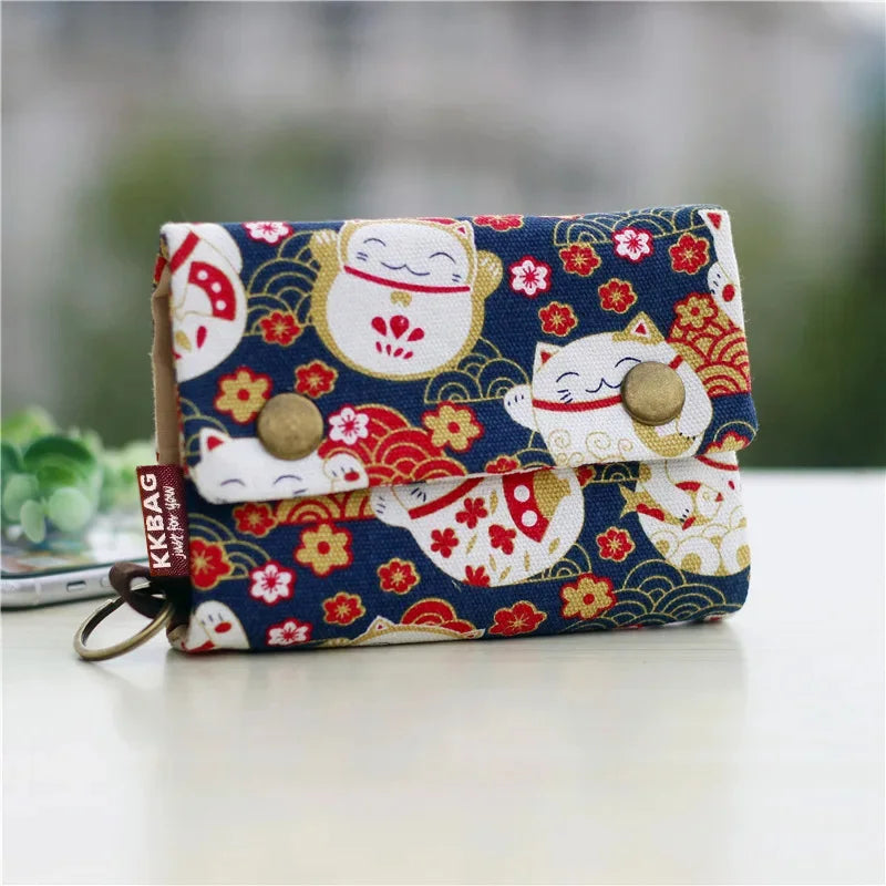 Canvas Cartoon Totoro Cat Printed Dog Women Fold Short Wallet Organizer Cute Mini Money Key Bag Coin Pocket Purse for Children