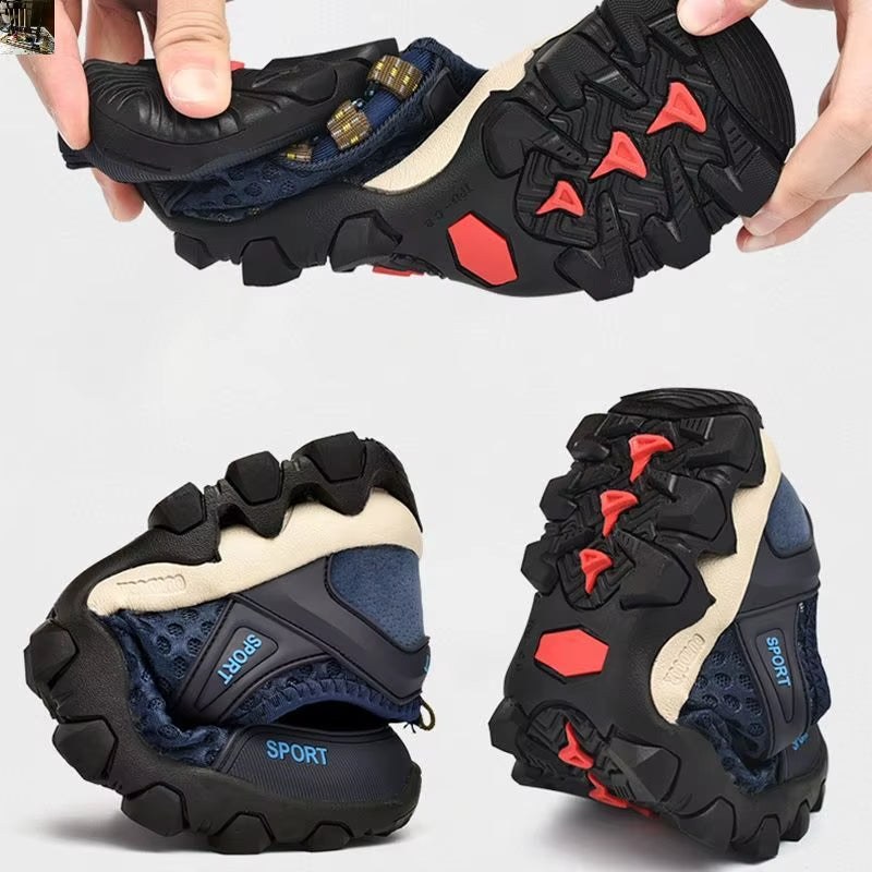 Summer Men'S Mesh Sports Shoes Fashion Mountaineering Breathable Lightweight anti Slip Shoes Outdoor Travel Running Casual Shoes