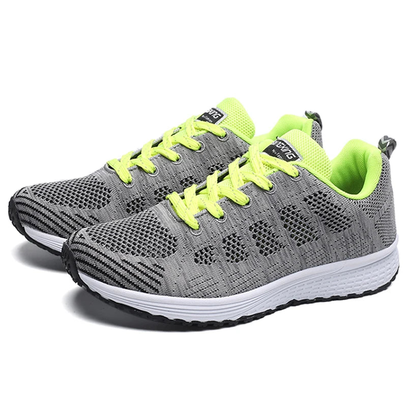 Women'S Sneakers Breathable 2025 New Fashion Flat Outdoor Woman Vulcanize Shoes Mesh Fabric Lace up Ladies Shoes Female Footwear