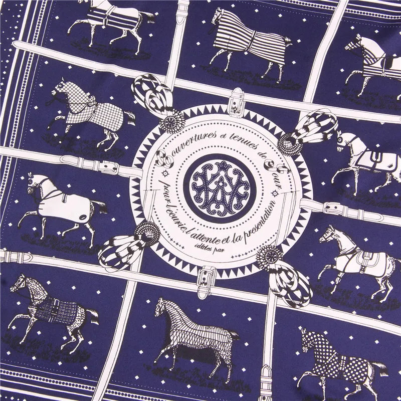 90Cm Hand Rolled Hem Paisley Horse Twill Silk Square Scarf Women Shawl Brand Hijab Scarf Foulard Head Scarves Design Bandana