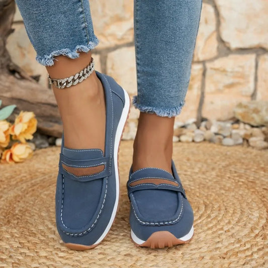 New Women'S Soft Leather Retro Single-Layer Shoes Loafers Platform Comfortable Flat Shoes Plus