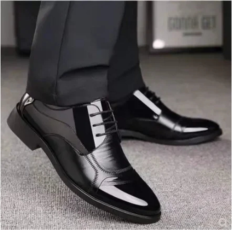 New Leather Shoes Men Lace up Formal Dress Shoes Luxury Business Oxford Male Office Wedding Dress Shoes Footwear Mocassin Homme
