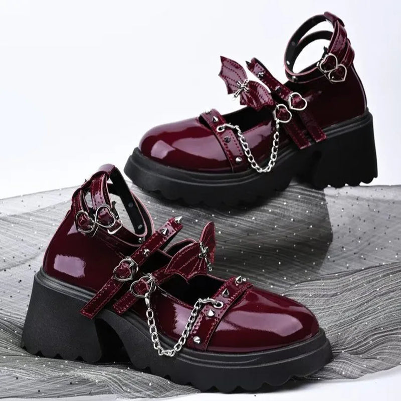 Women Lolita Shoe Platform Wear-Resistant High Heels Spring Chunky Mary Jane Shoes Women round Head Shallow Mouth Sneakers Women