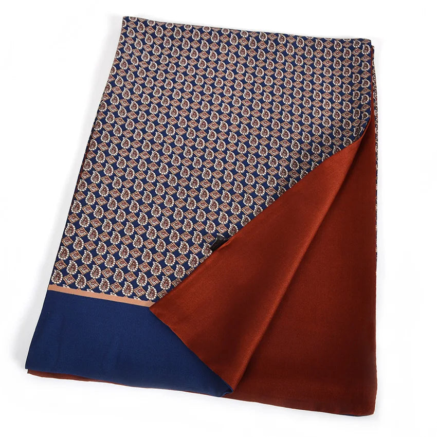 [] Winter Business Men Scarves New Brand Male Long Silk Scarf Cravat Double Faces Coffee Paisley Men Neck Scarf 170*30Cm