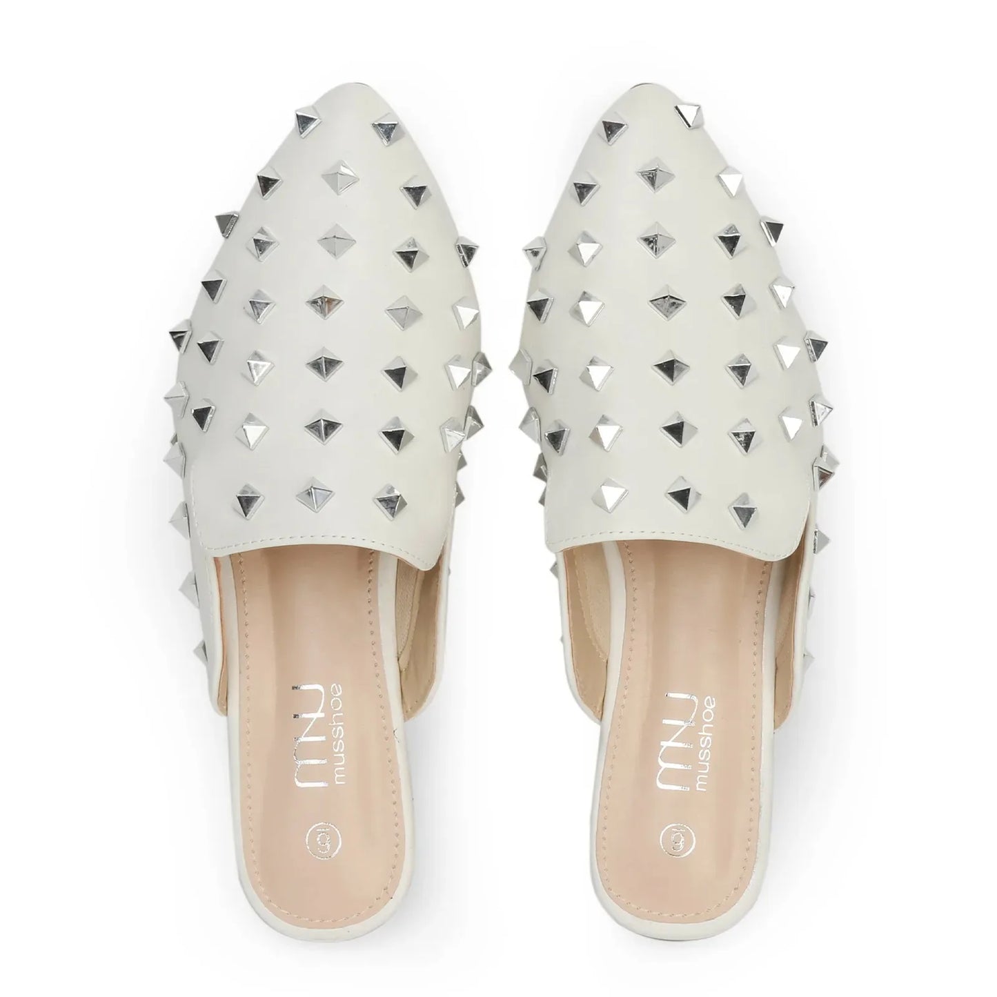 Riveted Slippers Women'S Shoes Leather Square Heel Low-Heel Slippers Casual Shoes Flat Shoes Loafers Footwear