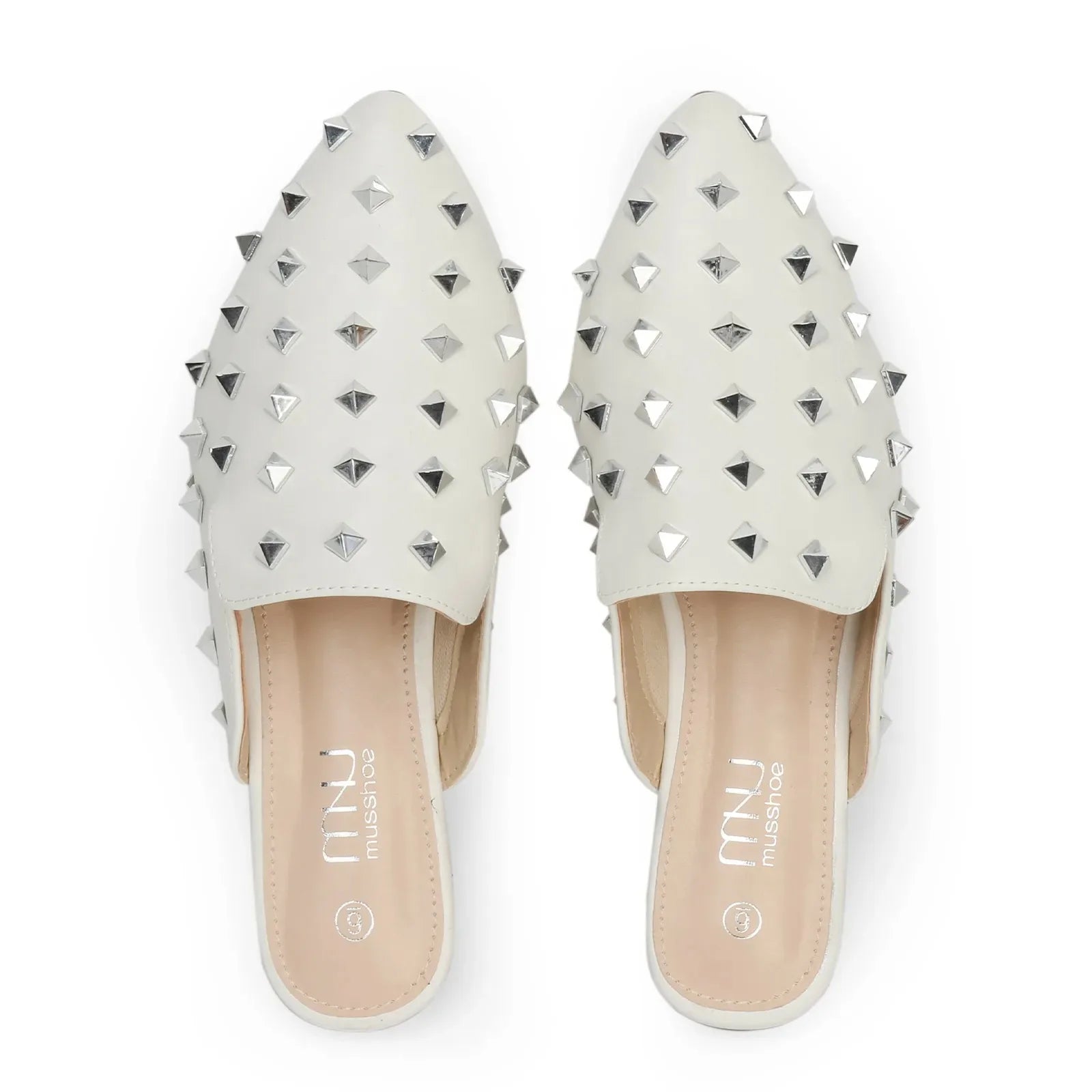 Riveted Slippers Women'S Shoes Leather Square Heel Low-Heel Slippers Casual Shoes Flat Shoes Loafers Footwear