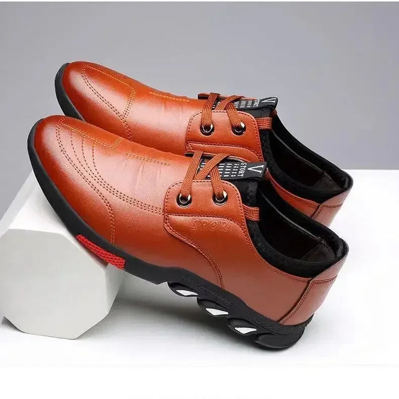 Men'S Casual Leather Shoes Spring 2025 Men'S Shoes Comfortable Silp on Work Shoes Male Soft Non-Slip Loafers Summer Flat Shoes