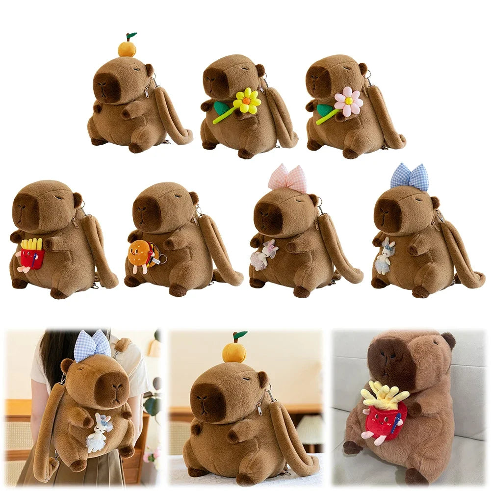 Cute Capybara Plush Backpack Funny Cartoon Capybara Shoulder Bag Student Fur Bag Plush Capybara School Bag for Kids