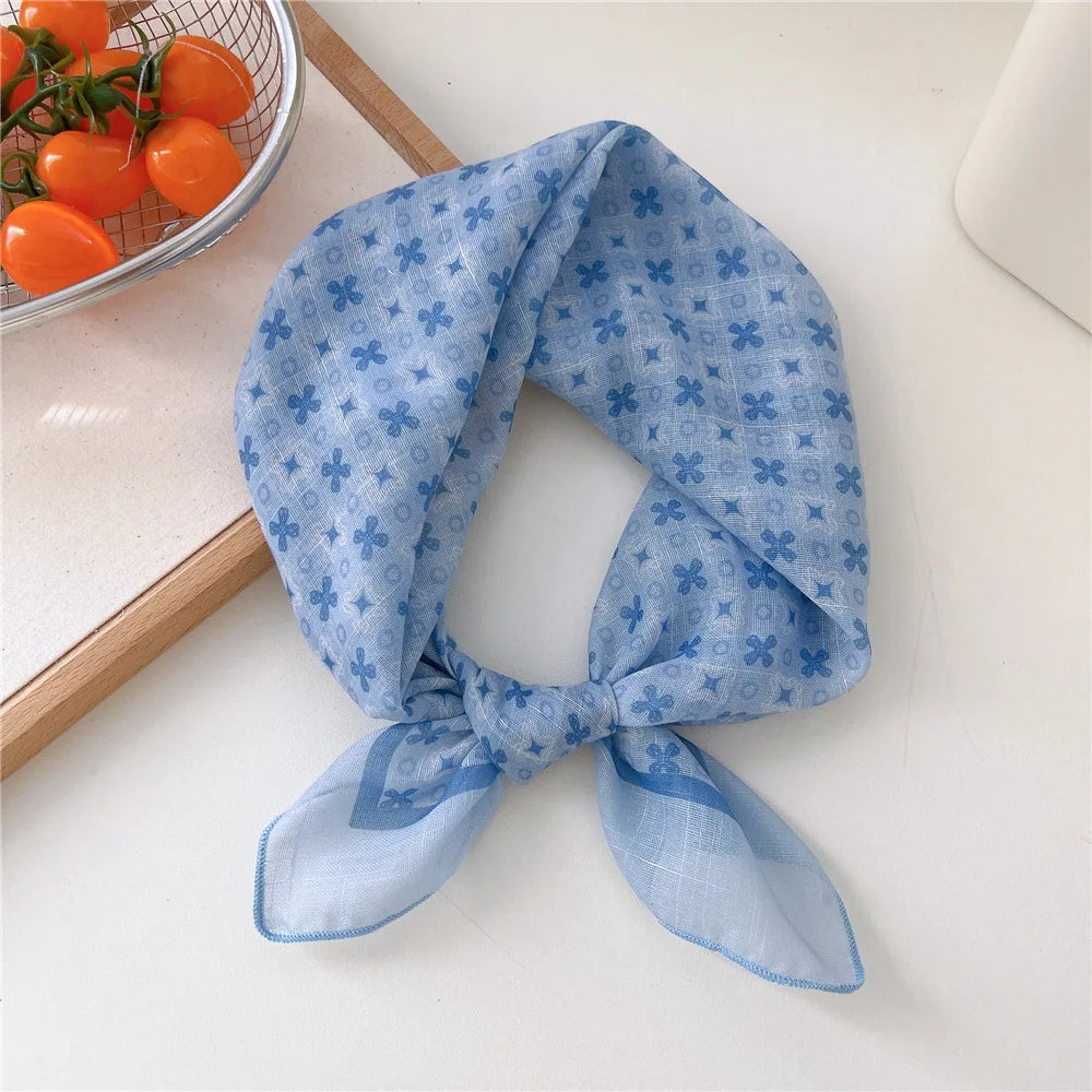 Fashion Women Printing Cotton Linen Small Square Scarf Summer Scarf Women'S Versatile Paisley Scarf Head Band Hair Accessories