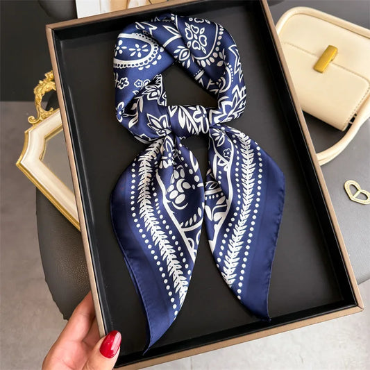 Bohemia Paisley Luxury Women'S Silk Satin Scarves Fashion 70Cm Square Flower Printed Headscarf Designer Scarf Headband